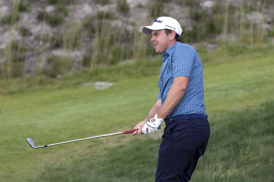 De Nederlandse golfer Lars van Meijel in actie tijdens het Dutch Open van 2022 op Bernardus
